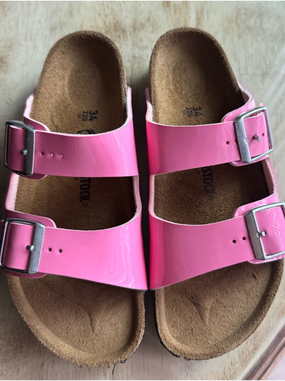 Birkenstock Kids Patent Pink Double Buckle Sandals